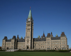 Parliament Buildings and the Peace Tower in Ottawa, Ontario, Canada