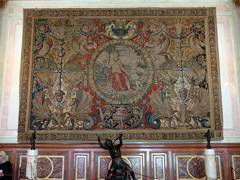 This tapestry was hung with a dowel through a concealed back pocket