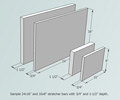 3/4", 1-1/2" & 2-3/8" size stretcher bars, for a sample 24x16" frame