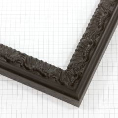This 1-1/4 " ornate frame features an intricate small floral compo design in a rich matte black finish. Its elegant detailing and classic profile bring a refined, timeless touch that beautifully complements both contemporary and traditional artworks.