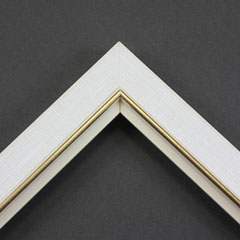 Linen liners are a great option for providing white space between art and frame.  Where glass is generally required to protect paper artworks and their mat, a linen liner does not require glass, making it ideal for paintings and Giclée prints.

This 1.25 " white liner has an authentic, soft linen texture and a gold and painted white lip.  It is best suited to small and medium size canvas prints, watercolour or oil paintings.
