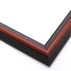 This classic, reverse scoop frame features a deep walnut wash that highlights the natural wood grain. The colour fades into black at the outer rim. A stepped outer edge defines the border of the frame.
1.25 " width: ideal for smaller artworks. This frame will beautifully border a renaissance or impressionism painting or giclee print.