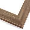 This simple, flat faced frame features rustic wood with a light wash. The natural grain shows through the thin, mid-brown varnish, giving the frame a soft, antiqued appearance.
1-1/2 " wide: ideal for small and medium-size images. Whether photography or paintings, rural scenes and simple images will look striking in this frame.
