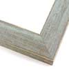 This simple, flat faced frame features rustic wood with a light wash. The natural grain and wood color shows through the sanded, grey-blue varnish, giving the frame a soft, antiqued appearance.
1-1/2 " wide: ideal for small and medium images. Whether photography or paintings, rural scenes and simple images will look striking in this frame.