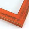 This simple, flat faced frame features real, solid wood with a bright, candy-orange wash. The natural grain shows through the sanded varnish, giving the frame a soft, antiqued appearance with a pop of color.
1-1/2 " wide: ideal for small to mid-sized images. Rural painting or children