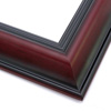 This classic, reverse scoop frame features a deep mahogany wash that highlights the natural wood grain. The colour fades into black at the lip and rim, but returns along the outer drop edge. A stepped inner edge defines the border of the frame.
2.5 " width: ideal for medium or large artwork. This frame will beautifully border a renaissance or impressionism painting or giclee print.
