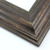 This lightweight, stylish frame features a wide, reverse scoop profile finished with coppered brown accents. The beaded inner lip and bevelled outer edge create a simple elegance.
3 " width: ideal for large or oversize images. Border bold oil paintings or prints, or fine art photographs.