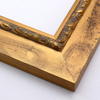 This flat profile, solid wood frame features a scroll and dot relief design topped with gold leaf, along the inner edge. The wide surrounding edge mimics brushed gold.
2.5 " width: ideal for larger images. Highlight a traditional black and white photograph, oil painting or Giclée print. The extension of the flat outer edge beyond the relief detail ensures the frame will not detract from your image.