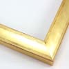 This glossy gold frame has a subtle scoop face with bronze distressed scratching on the outer edges. The drop edge is the same gold-foil as the face.
1-1/8 " width: ideal for small to medium size artwork. Oil or acrylic paintings, or simple portrait photographs will get a high-fashion pop from this frame.