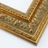 This highly detailed gold leaf frame features a wide, reverse stepped profile with three distinct designs. A brushed effect reveals a deep red undercoat and gives the frame an antique appearance.
3 " width: ideal for large and oversize images. This frame can hold its own against a detailed painting or print, but may overshadow a simpler image.