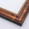 A simple, scooped profile wood frame that adds an elegant touch to your favourite photographs or artwork prints. The bold, red-brown thickly overlies a gold foil base for a veined marble effect that meets an inner edge of gold foil beading and a gold foil drop edge. The sides of the frame are black.
2 " width: ideal for medium-size artworks.