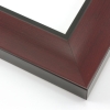 This simple, bold frame features scoop profile with a mahogany-wash that highlights the natural wood grain. The inner lip is stepped down and painted a matte black.
2.75 " width: ideal for large and extra large artworks. Due to it