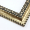 This classic, Victorian-style frame features a solid wood, reverse scoop profile. The relief-detailed inner lip and sloped face are a textured gold foil, edged in a subtle bevel.
2 " width: ideal for medium size images. Border an acrylic or oil painting or print with this antiqued, high fashion frame.