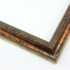 This classic, Victorian-style frame features a solid wood, reverse scoop profile. The relief-detailed inner lip and sloped face are a mottled bronze foil, edged in a subtle bevel.
1.25 " width: ideal for small images. Border an acrylic or oil painting or print with this antiqued, high fashion frame.