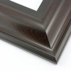 This wide, reverse scoop frame features a deep brown wash that highlights the natural wood grain. The bevelled outer edge and stepped inner lip are matte black.
3.5 " width: ideal for oversize images. Bright acrylic and oil paintings or their giclee prints will shine in this classic frame.
