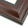This wide, reverse scoop frame features a rich mahogany wash that highlights the natural wood grain. The bevelled outer edge and stepped inner lip are matte black.
3.5 " width: ideal for oversize images. Bright acrylic and oil paintings or their giclee prints will shine in this classic frame.