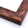 This ornate, solid wood frame features a curved scoop profile and thick, relief scroll design brushed in glossy bronze with black antiquing.
2.25 " width: ideal for large or oversize (extra large) artworks. Border an old oil or acrylic painting with this beautiful, bold frame.