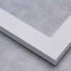 This simple frame features a smooth face and 45 degree slanted lip in stark, modern white.
1.75 " width: ideal for medium size images. Pair this frame with a bold oil painting or subtle watercolour, or border a black and white photograph for a contemporary look.