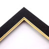 Linen liners are a great option for providing blank space between art and frame. Where glass is generally required to protect paper artworks and their mat, a linen liner does not require glass, making it ideal for paintings and Giclée prints.
This 1.25 " black liner has an authentic linen texture and a bevelled gold lip. It is best suited to small and medium size canvas prints, watercolours or oil paintings.